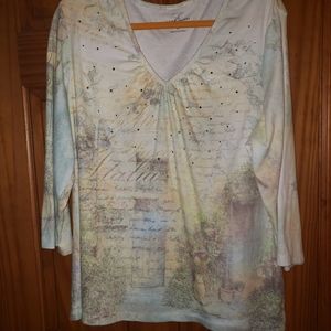 Emma James 3/4 Sleeve Shirt with Italy theme